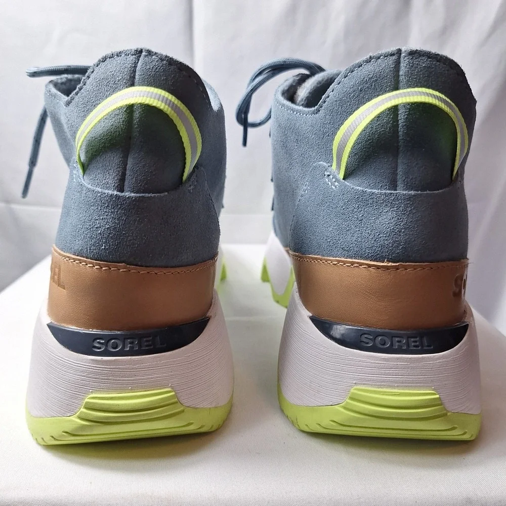 SOREL Kinetic Impact Caribou Waterproof Boot Women Sz 9.5 Blue Grey Lime Outsole